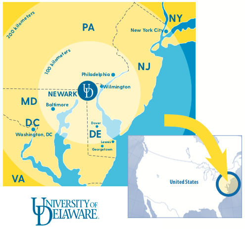 mapa University of Delaware