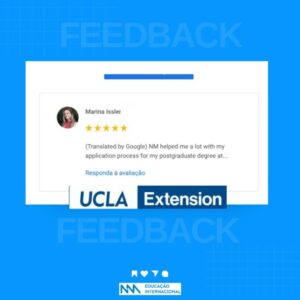 Agradecimento da aluna que iniciou os estudos na UCLA Extension, USA, ano passado,se formou na pós-graduação, na qual ajudamos na applicação
